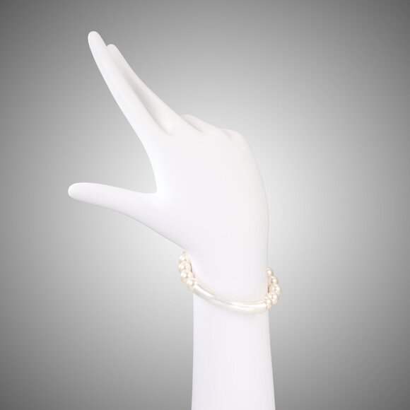 Alicia Bonnie Pearl Stretch Bracelet Beaded Elastic Minimalist Stackable Jewelry - Picture 4 of 5